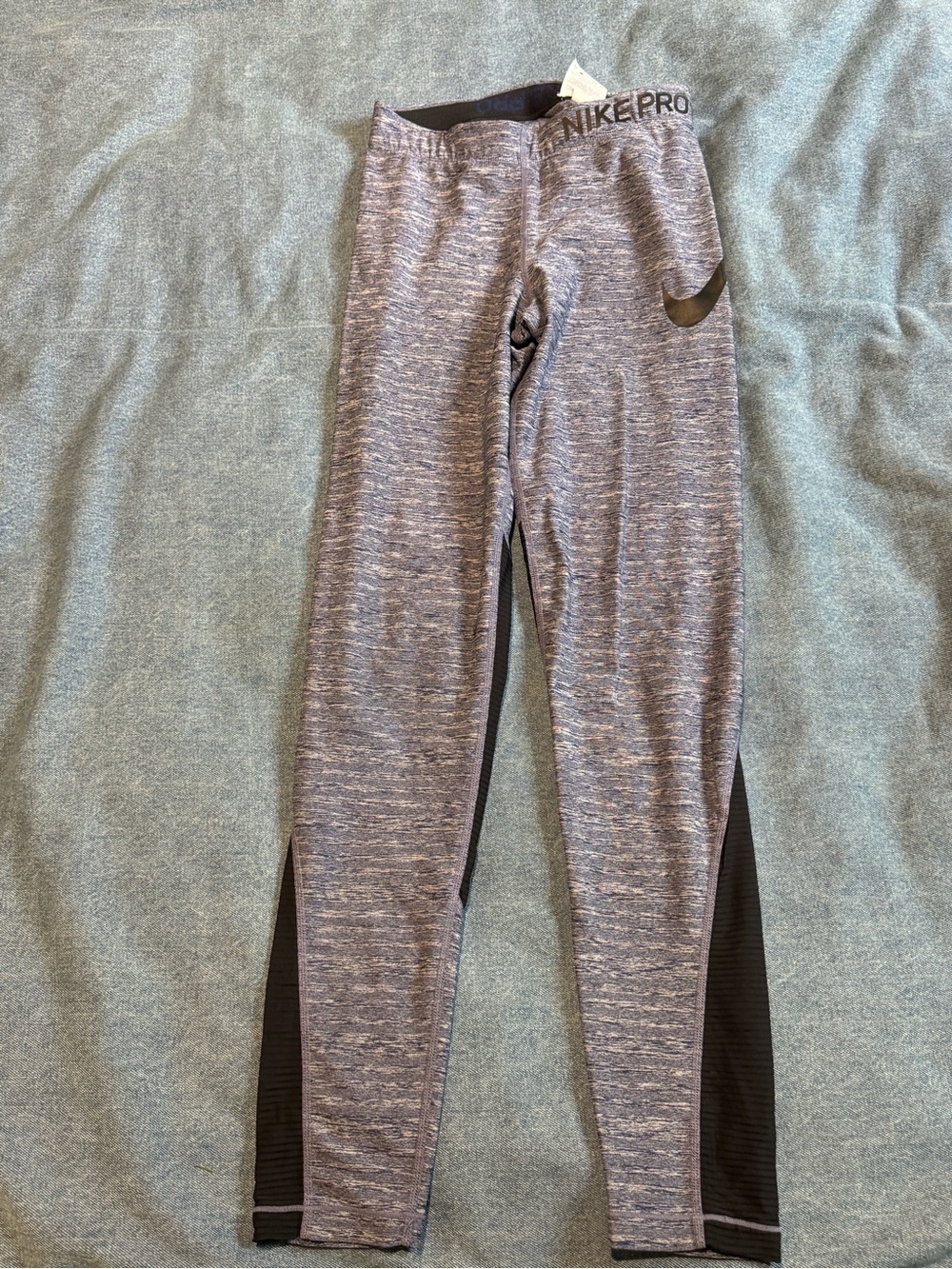Nike Pro Dri-FIT Space Dye Athletic Leggings Gray Purple XS